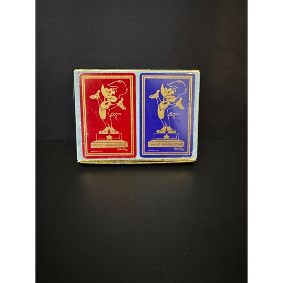 Vintage Congress Woody Woodpecker Playing Cards Cellu-Tone Finish Blue & Red Dec - Picture 5 of 13